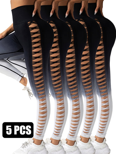 5PACK Gradient Butterfly Cutout Long Pants